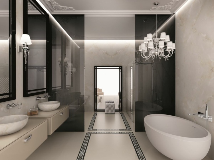 dekorera-mönster-grekiskt-tema-badrum-modernt-badkar-monokromt
