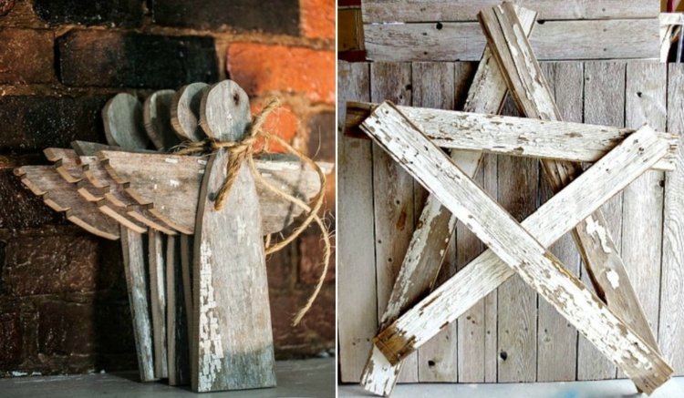 trä tinker för julgran-top-deco-ängel-stjärna-remsor