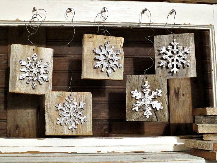träslöjd för jul återvinna-snöflinga-bilder-hänga