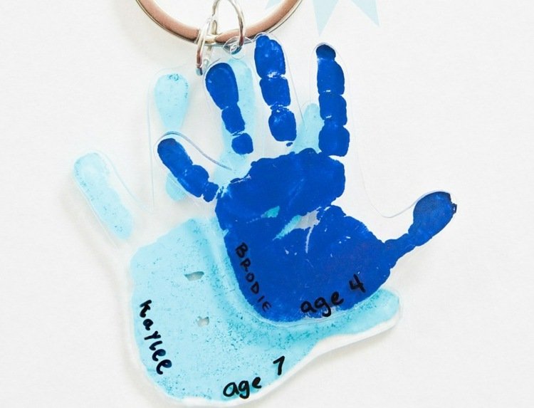Krymp filmtinker gåva-påminnelse-handavtryck-barn-nyckelring