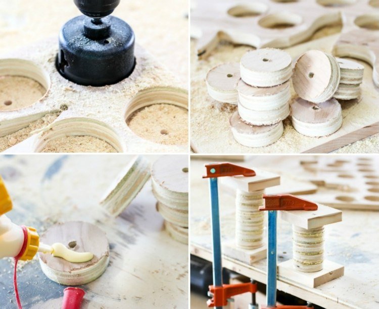 Tinker med plywood instruktioner-trä-skiva-hålsåg-lim