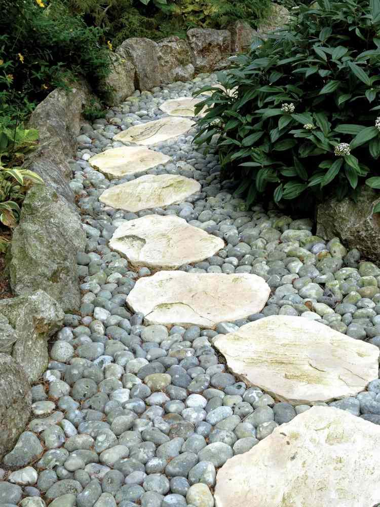Trädgårds-väg-lägg-sten-plattor-flod-stenar-stenbrott stenar