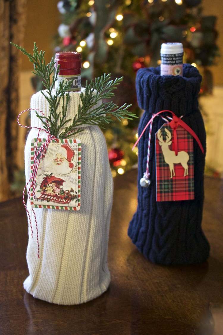 Jul presenterar originalidéer för förpackning av vinflaskor till jul