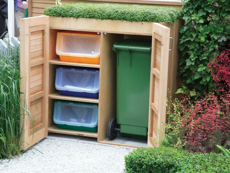 Bygg din egen soptunna-låda-återvinning-plast-papper-tak-grön-klättring växter