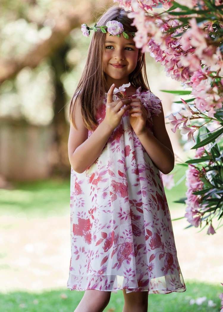 mode-liten-tjej-vår-sommar-2015-malvi-co-chiffong-klänning-rosa-vit-blomma-mönster