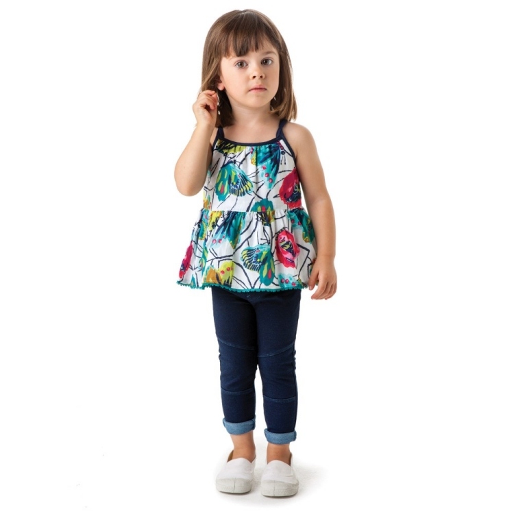 mode-liten-tjej-vår-2015-Catimini-fjäril-mönster-topp-varv-ärmlös