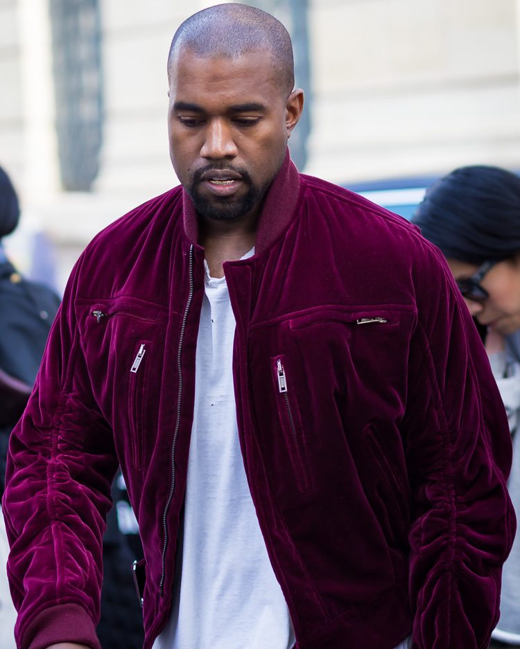 mode trend sammet bomberjacka herr röd Kanye West