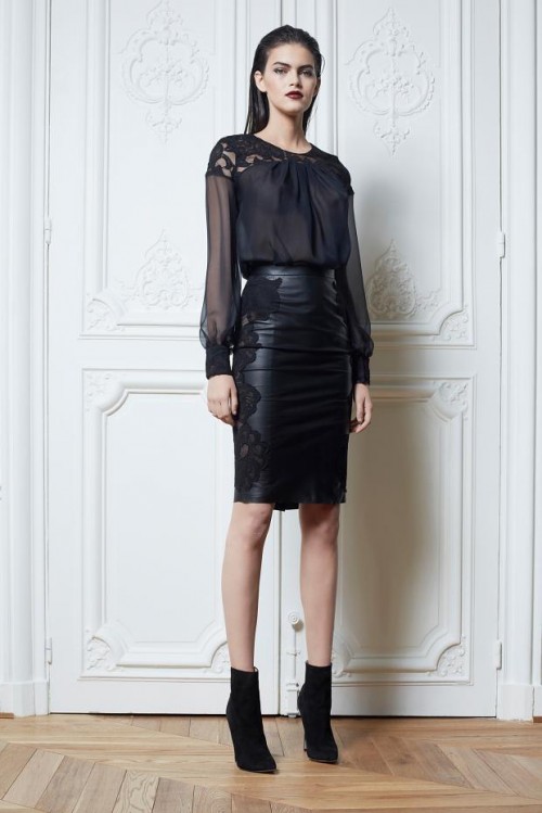 zuhair murad mode svart skjorta läder kjol