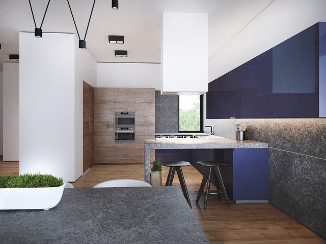 3d-visualiserad-lägenhet-utrustat kök-plywood-skåp röd-frukostbuffé