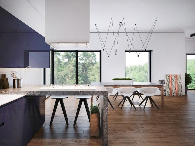 lägenhet-öppet-rum-design-matsal-plats-eames-stolar-design-lampor-minimalistisk