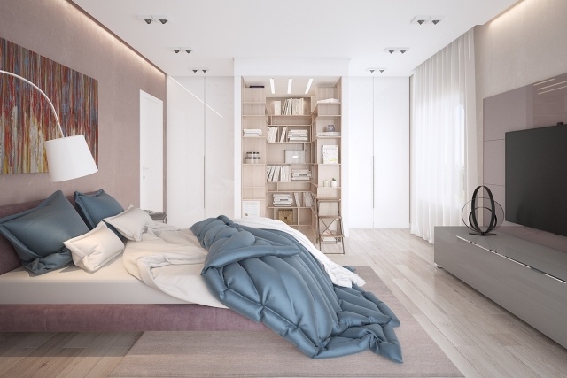 3d-visualisering-modern-lägenhet-garderob-handtagslös-fronter-vit-högglansig