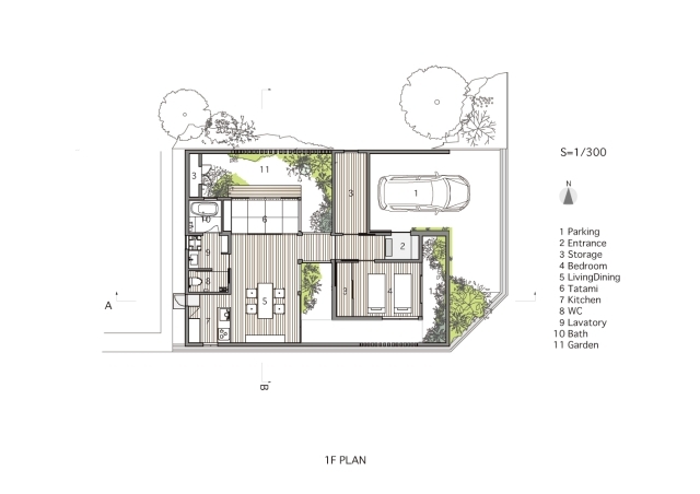 Arbol-Design-envånings-hus-minimalistisk-osaka