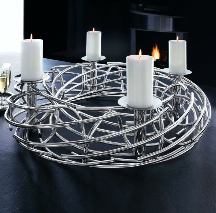 adventskrans modern metall idé minimalistisk ljusstake