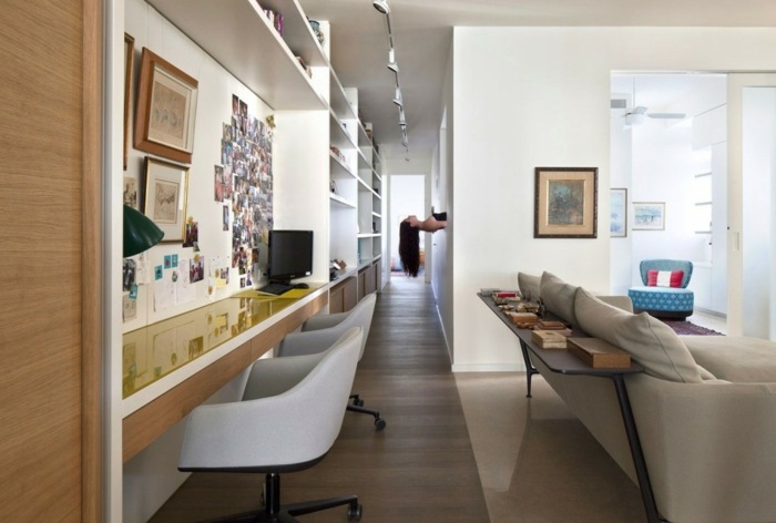 modern lägenhet möbler skrivbord design soffa hall parkett