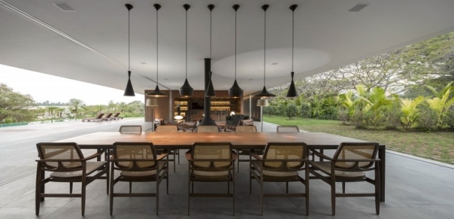 Bred trädäck-solstolar utomhus kök tak-bar hängande lampor design