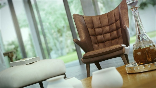 Inredning idéer lädermöbler brun soffduk bord trä