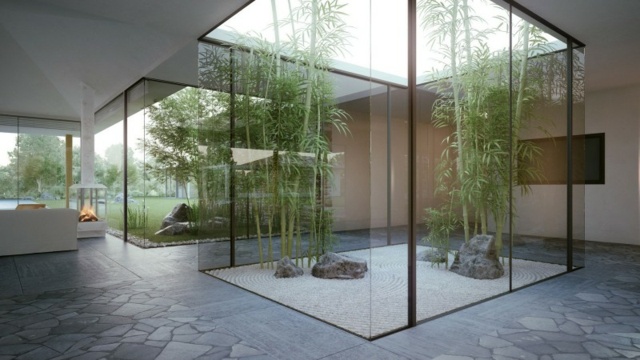 Bambu högt väggtak i modern design