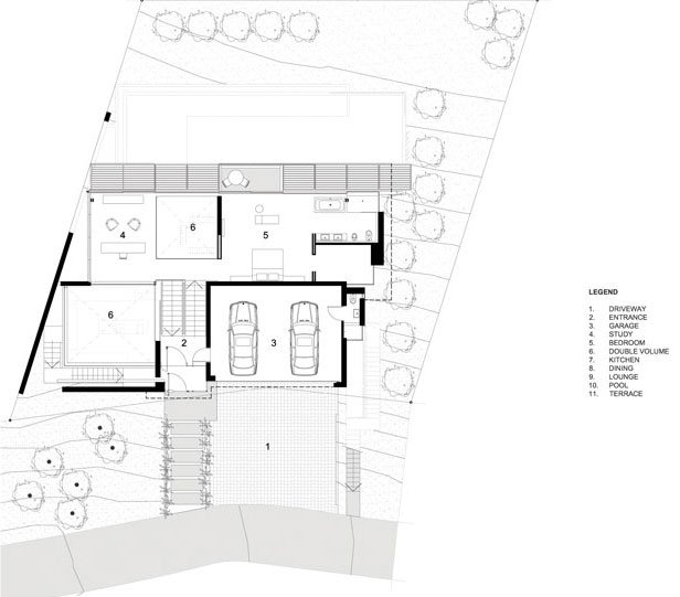 modernt hus på sluttningen av cape saota första våningen