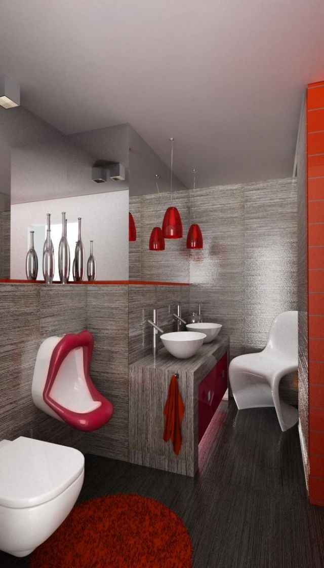 modern-badrum-grå-röd-extravaggant-idé-pissoir
