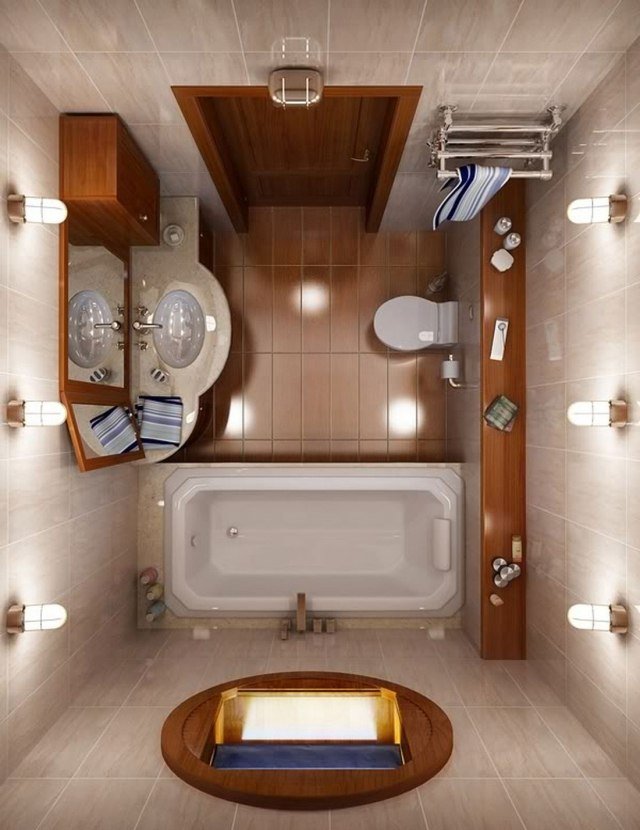 badrumsdesignidéer-små-bader-beige-brun-plats-möbler