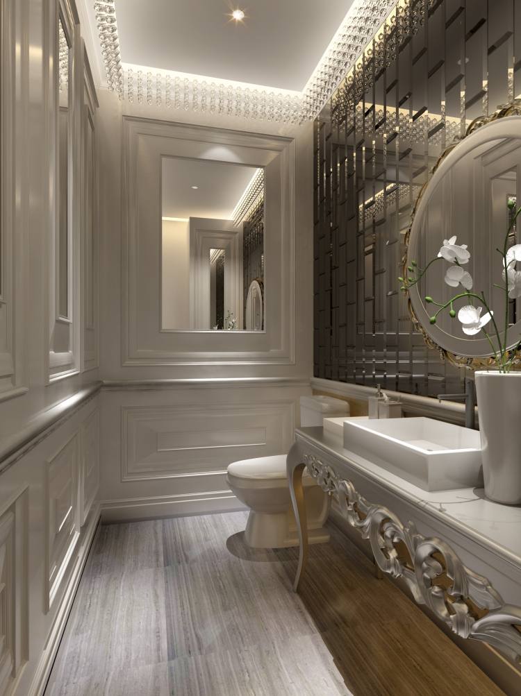 modern badrumsdesign -kakel-litet-badrum-spegel-förvirrat-glasytor