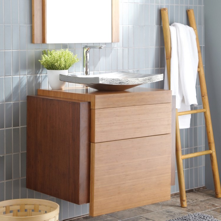 badrumsmöbler-bambu-modern-fåfänga-diskbänk-handfat-silver-kran