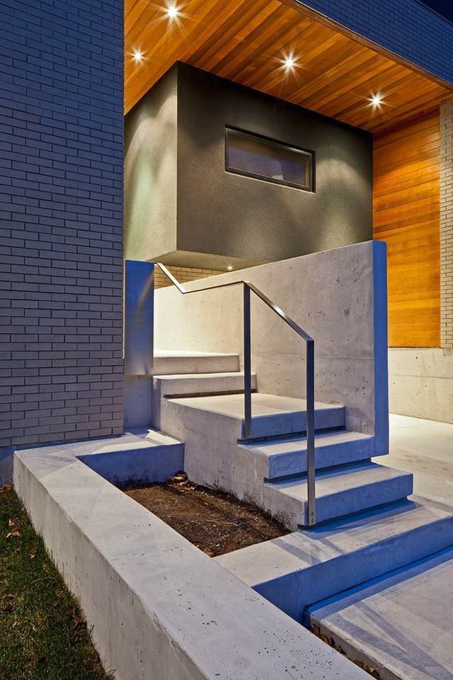 form betong trappor linje fasad design metall räcke