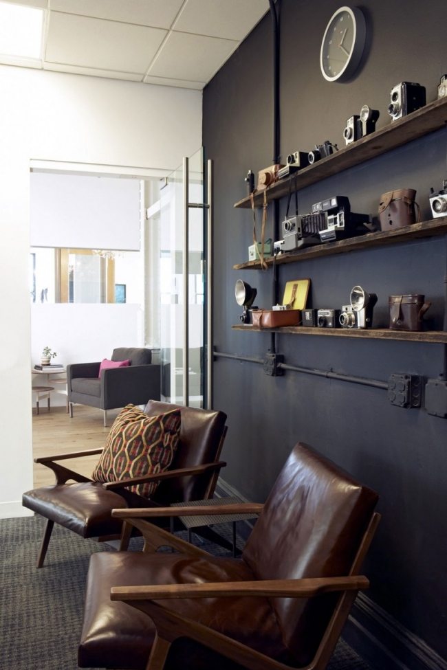 väggar mörkgrå foursquare moderna kontorslokaler i soho