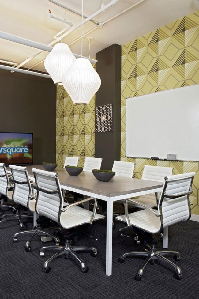 geometrisk väggdekoration fyrkantiga moderna kontorsrum i soho