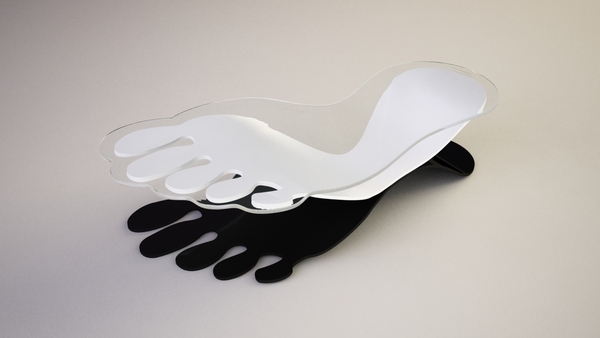 Moderna soffbord koncept svilen gabolov fotavtryck glasplatta