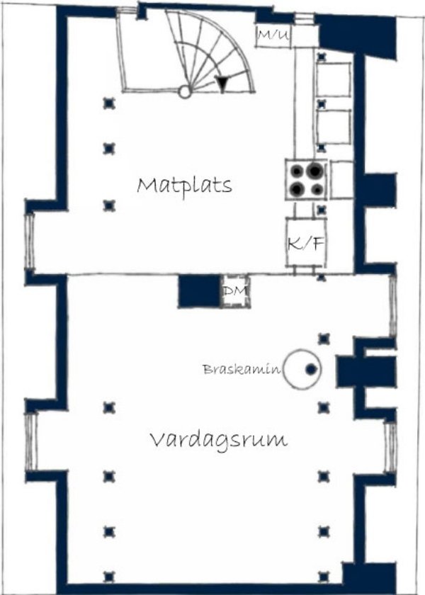 Modern vinds lägenhet stockholm planritning skiss