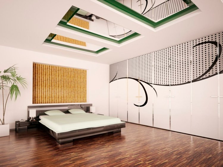 tak design modern spegel effekt grön ram garderob palm