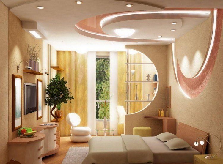 takdesign modern rosa falskt tak sovrum gul byrå