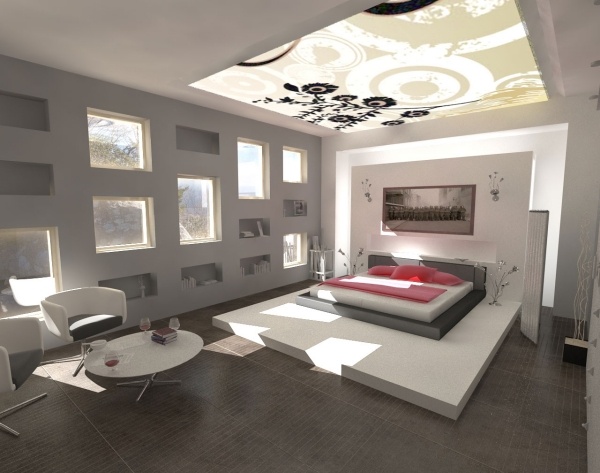 Indirekt belysning sovrum-modern design takpanel