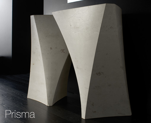 prisma design handfat fristående stenlook skulpturell form
