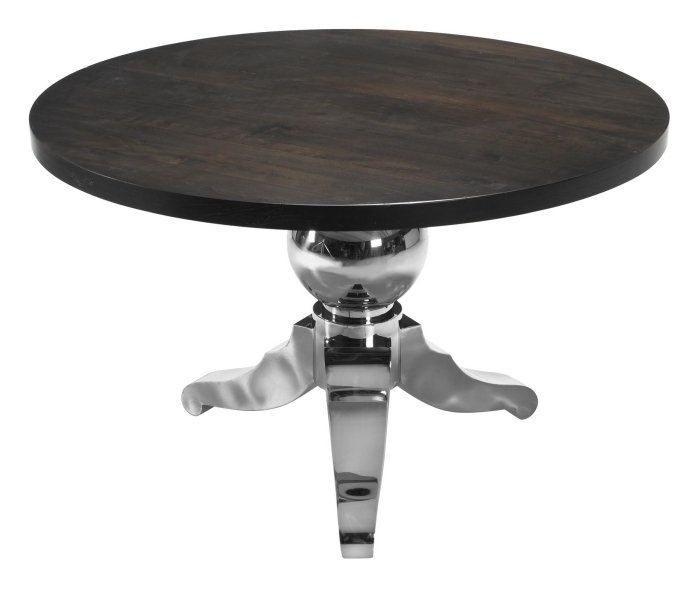 moderna-runda-bord-matbord-bordsskiva-massivt trä-mörk-lackad-metall fötter-designer bord