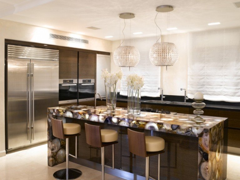 modern fläkthuv glitterelement kök ö marmor design