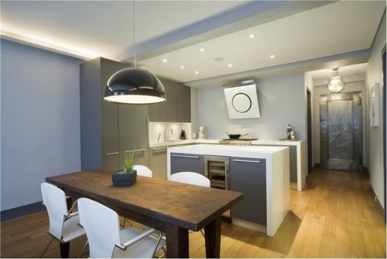modern-utsug-huva-vit-hörn kök-tak belysning-grå