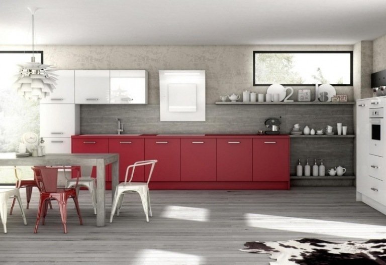 modern-utsug-huva-vit-röd-kök-skåp-design