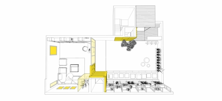 Inredning-ett-rum-lägenhet-3d-sov-område-fågelperspektiv-semester-hem