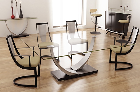 Moderna matsalsmöbler Elite matbord glasskiva