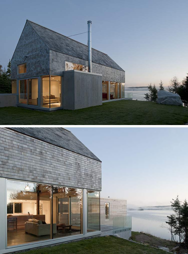 modern-fasad-trä bältros-grå-arkitekt-hus-sadel-tak-havsutsikt
