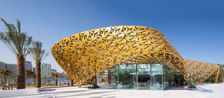modern-fasad-design-guld-blomma-glasering-skuggning-effekt