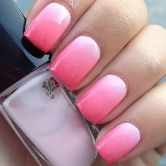 Finger design naglar manikyr idéer rosa nyanser-ombre färger