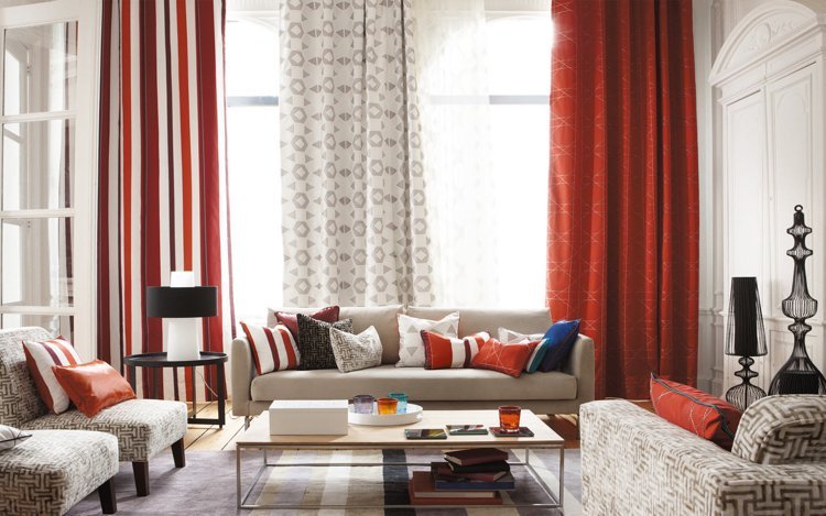 Moderna gardiner och draperier-linne-tyg-vardagsrum-mönster-klädsel-tyger-färger-kombinera