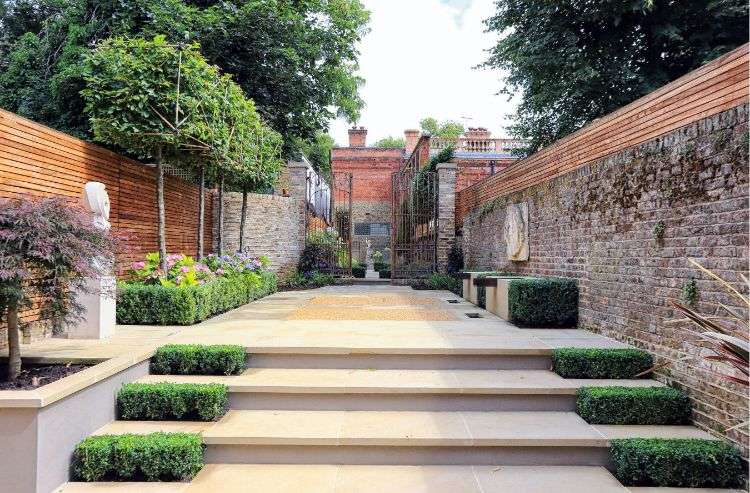 modern trädgård arkitektur trädgård design geometriska former plantering lådformade