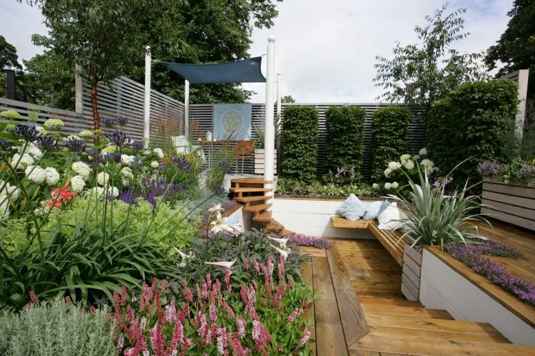 Modern trädgård design 2015 fjäril trädgård-växter-trä-sekretess staket-häckar