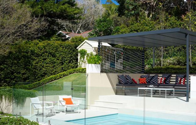 Trädgårdsdesignidéer glasstaket pooltips paviljong modern