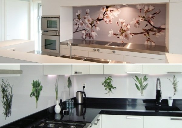 Kök design blommor växter motiv vägg