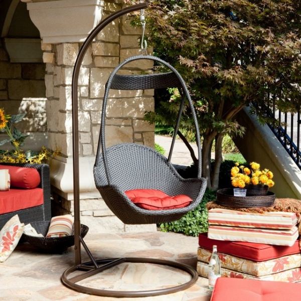 modern avslappning möbler gunga ram hängande stol terrass